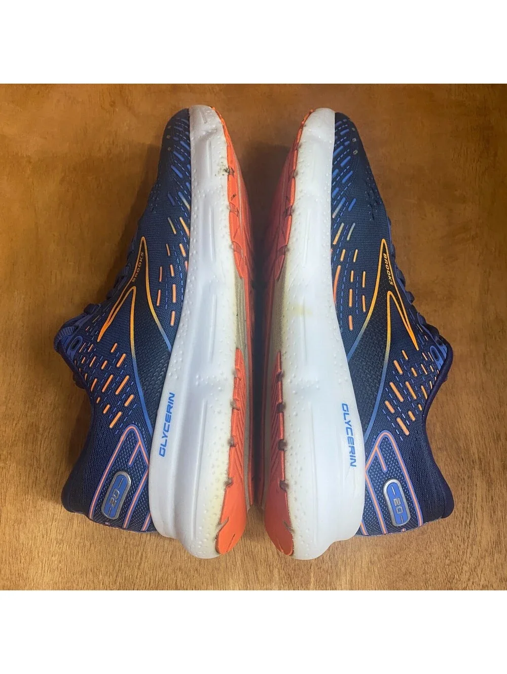 Brooks Glycerin 20 Running Shoes Mens Sz 10.5 D Blue Orange Sneakers 1103821D444